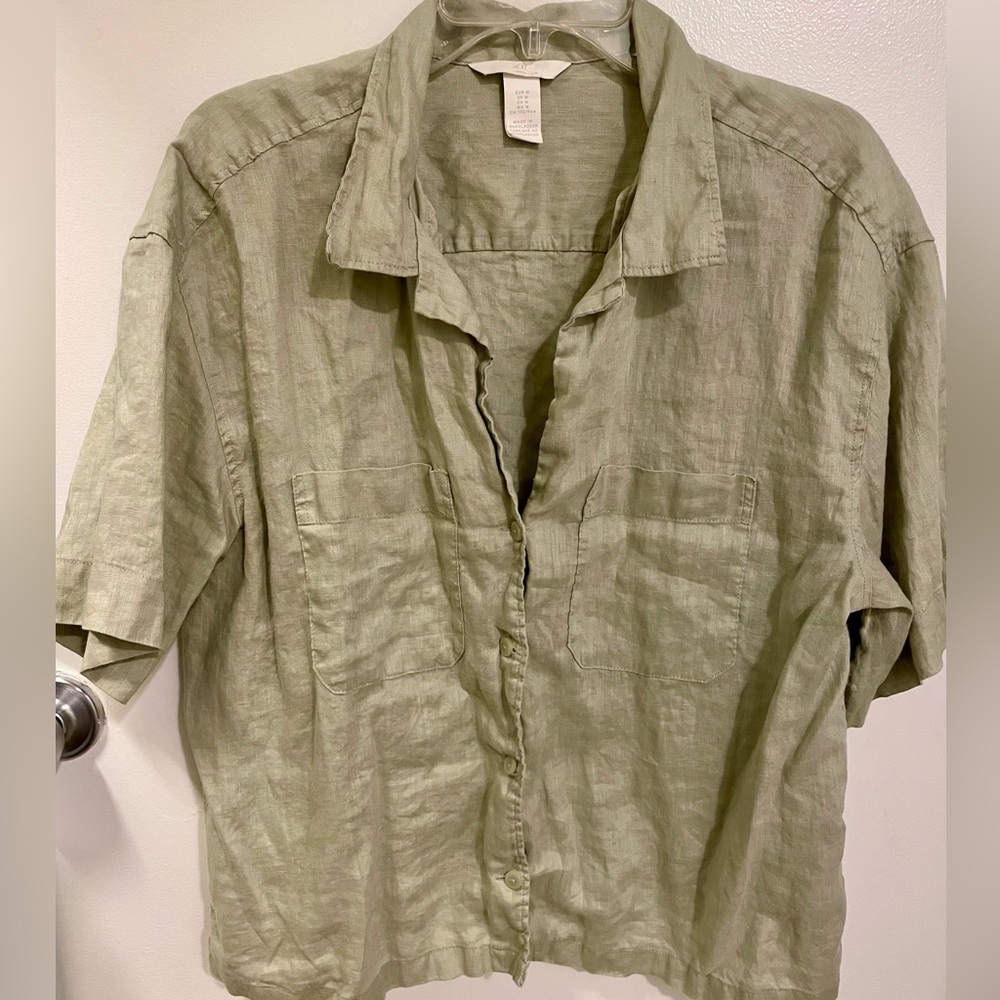 H&M Linen Short Sleeve Button Down